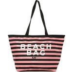 Bagmori Çizgili Beach Bag Baskılı Plaj Çantası Siyah