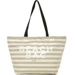 Bagmori Çizgili Beach Bag Baskılı Plaj Çantası Vizon