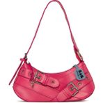 Bagmori Fuşya Kemer Aksesuarlı Askı Detaylı Baget Çanta - En:28 Cm Boy:11 Cm Genislik:8 Cm