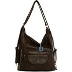 Bagmori Kahverengi Yumuşak Dokulu Büyük Tek Cep Kapaklı Askılı ve Sırt Salaş Çanta - En:33 Cm Boy:33 Cm Genislik:12 Cm