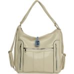 Bagmori Krem Dik Fermuarlı Çok Gözlü Salaş Askılı ve Sırt Çantası - En:33 Cm Boy:28 Cm Genislik:10 Cm