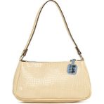 Bagmori Krem Fitilli Parlak Kroko Baget Çanta - En:24 Cm Boy:13 Cm Genislik:6 Cm