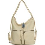 Bagmori Krem Yumuşak Dokulu Elcik Detaylı Askılı ve Sırt Salaş Çanta - En:33 Cm Boy:33 Cm Genislik:12 Cm