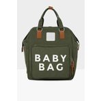 Bagmori M000005163 Haki Baby Bag Baskılı Cepli Anne Bebek Bakım Sırt Çantası