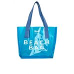 Bagmori Mavi Beach Bag Baskili Seffaf Plaj Cantasi