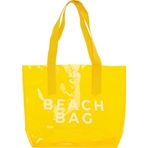 Bagmori Sari Beach Bag Baskili Seffaf Plaj Cantasi