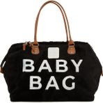 Bagmori Siyah Baby Bag Nakışlı Peluş Anne Bebek Çantası