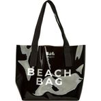 Bagmori Siyah Beach Bag Baskili Seffaf Plaj Cantasi