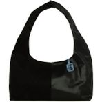 Bagmori Siyah Süet Garnili Oval Omuz Çantası - En:41 Cm Boy:20 Cm Genislik:14 Cm