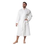 Bagno Milano Waffle Desenli Erkek Bornoz - %100 Pamuk - Italyan Tasarım Ince Bornoz - Yazlık Bornoz
