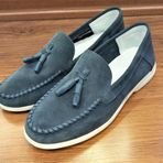Bags Shoes 441260 Mavi Northam Erkek Hakiki Süet Deri Püsküllü Loafer Ayakkabı