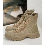 Bags Shoes Guja 24K310-22 KadınKaymaz Tabanlı Monogram Desenli Triko Spor Bot - Vizon