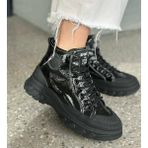 Bags Shoes Guja 24K311-4 Kadın Kaymaz Taban Spor Rugan Bot - Siyah - Rugan
