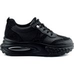 Bags Shoes Guja 25K305-5 Kadın Air Yüksek Taban Taşlı Deri Sneaker Spor Ayakkabı - Siyah