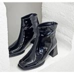 Bags Shoes Guja 25K415-1 Kadın Premium Rugan Topuklu Bot - Siyah - Rugan