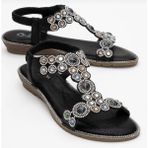 Bags Shoes Guja 25Y187 Premium Taşlı Kadın Sandalet - Siyah