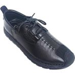 Bags Shoes James Franco JF-9860 Deri El Saraç Dikişli Ultra Comfort Esnek Taban Siyah Erkek Günlük Ayakkabı