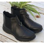 Bags Shoes Kuum K1431231 Kadın Hakiki Deri Ultra Hafif Anatomik Comfort Taban Günlük Bot - Siyah