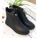 Bags Shoes Kuum London K1132005 Kadın Hakiki Deri Fermuar Garnili Comfort Günlük Bot - Siyah