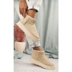 Bags Shoes Kuum London K11Y02 Kadın Içi Tüylü Kalın Tabanlı Kısa Boy Ug Bot - Vizon