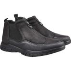 Bags Shoes Marcomen 14125 Erkek Hakiki Nubuk Deri Fermuarlı Spor Bot - Siyah