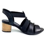 Bags Shoes Venüs 1857227Y Kadın Deri Topuklu Yazlık Lastik Garnili Ayakkabı - Siyah