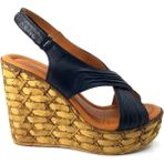 Bags Shoes Venüs 2112201Y Kadın Deri Yüksek Dolgu Taban Sandalet - Siyah