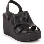 Bags Shoes Venüs 2310801Y Kadın Hakiki Deri Yüksek Dolgu Taban Sandalet - Siyah