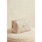 BagsMadame Bej Pötikare Desenli Tek Bölmeli Fermuarlı Kozmetik Organizeri Kalemlik Seyahat ve Makyaj Çantası