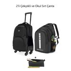 BAGWELL 4 Tekerli Laptop Gözlü Çekçekli ve Ortopedik Sırtlı Okul Çantası Kalemlik Hediyeli