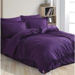 Bahar Evde Hobby Çizgili Pamuksaten Çift Kişilik Nevresim Takımı Mor - 200 x 220 cm