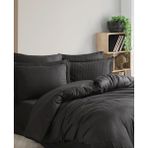 Bahar Evde Hobby Çizgili Pamuksaten Çift Kişilik Nevresim Takımı Siyah - 200 x 220 cm