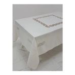 Bahar Lüx Dantelli Krep Kumaş Krem Masa Örtüsü 170x330 Cm 1001