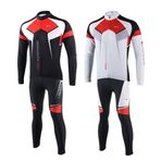 Bahar Sonbahar döngüsü Giyim Seti Spor Giyim Takım Elbise Bisiklet Bisiklet Uzun Kollu Jersey Pantolon Nefes Alabilir hızlı Kuru Erkek Siyah Beyaz (XXL)