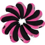 Bahara 10 Adet Neopren Golf Demir Headcovers Seti Golf Kulübü Golf Sopası Kılıfı Koruyucu Pembe (Yurt Dışından)
