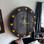 Bahat 3D Sarı Siyah Ofis Salon Mutfak Otel 35 cm Metal W2 Duvar Saati