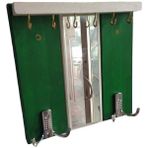 Bahat Ahşap Yeşil Beyaz Aynalı Portmanto Elbise Anahtarlık Takı Askılığı 25*25 cm - Çok Renkli