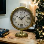 Bahat Eskitme Gold Metal Ofis Salon Otel Masa Saati 25*20 cm V2