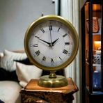 Bahat Eskitme Gold Metal Ofis Salon Otel Masa Saati 25*20 cm Y7