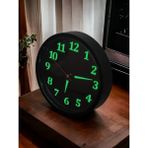 Bahat Fosforlu Gece Görünen Parlayan Ofis Salon Duvar Saati Çap 22 Cm Siyah