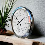 Bahat Krom Metal Çerçeveli Salon Ofis Otel 52 cm C4 Duvar Saati