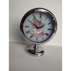 Bahat Krom Renkli Metal Ofis Salon Masa Saati 25*20 cm