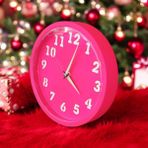 Bahat Mini Fosforlu Magenta Pembe Salon Ofis Duvar Saati Çap 22 cm