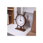 Bahat Nostaljik Eskitme Ahşap Gemici Dümen Masa Saati Çap 35*37 cm