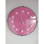 Bahat Pembe Beyaz Kalpli Mutfak Çocuk Kız Odası Ofis Salon 35 cm Duvar Saati