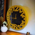Bahat Sarı Siyah Ofis Salon Mutfak 36 cm Metal G8 Duvar Saati