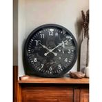 Bahat Siyah Metal Çerçeveli Atatürk Duvar Salon Ofis Saati Çap 60 cm