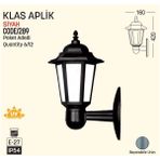 Bahçe Aplik, Klas, E27, Siyah, Zita 289 - ZİTA
