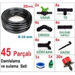 Bahçe Bitki Fidan Sulama Damlalama Seti 45 Parçalı Hortum Boru Nozul Ve Boru Bağlantı Aparatları