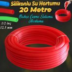Bahce Cesme Su Hortumu Ic Cap 1/2 Naturel Silikonlu Sulama Arac Yikama Hortum 20 Metre